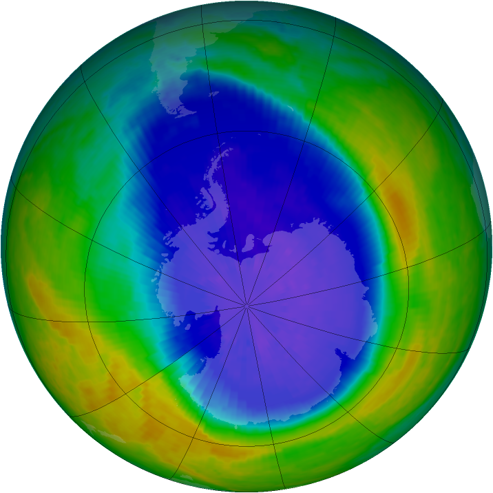 Antarctic ozone map for 22 September 2004